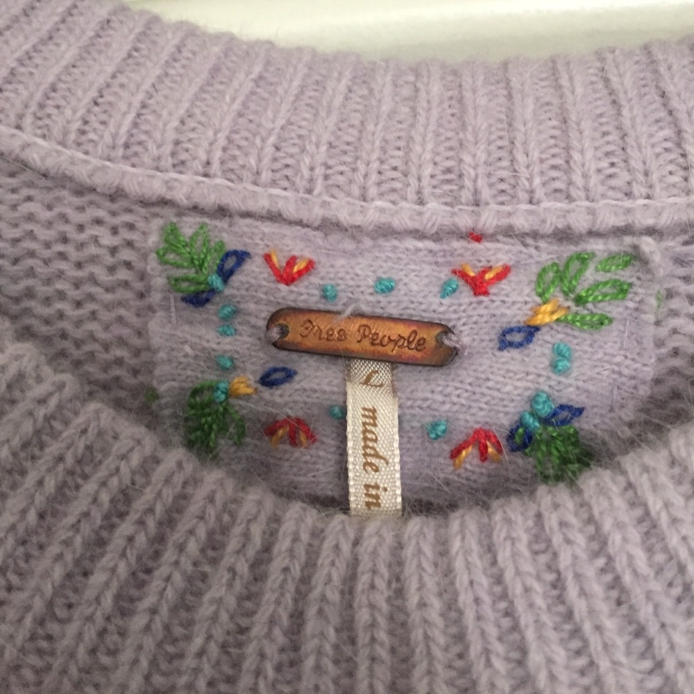 Free People Lavender Embroidered Sweater - Picture 3 of 4